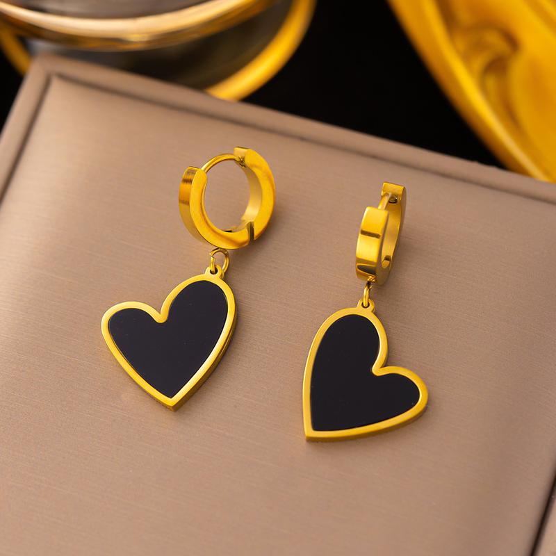Fashion Elegant Love Heart Titanium Steel Drop Earring For Women Girl Simple Romantic Charms Hoop Earring Vintage Trendy Jewelry Gift 6