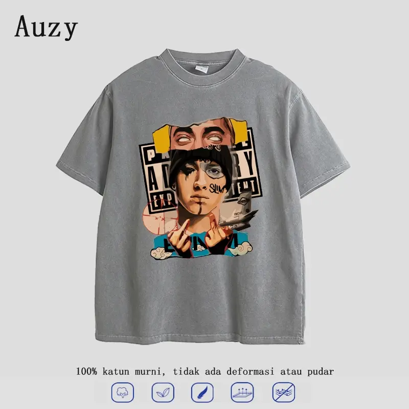 AUZY Kaos Oversize Stonewash Band Eminem "PARENTAL ADVISORY" | Kaos Washed | Kaos Vintage | Kaos Oversize Pria | Kaos Oversize Wanita 1