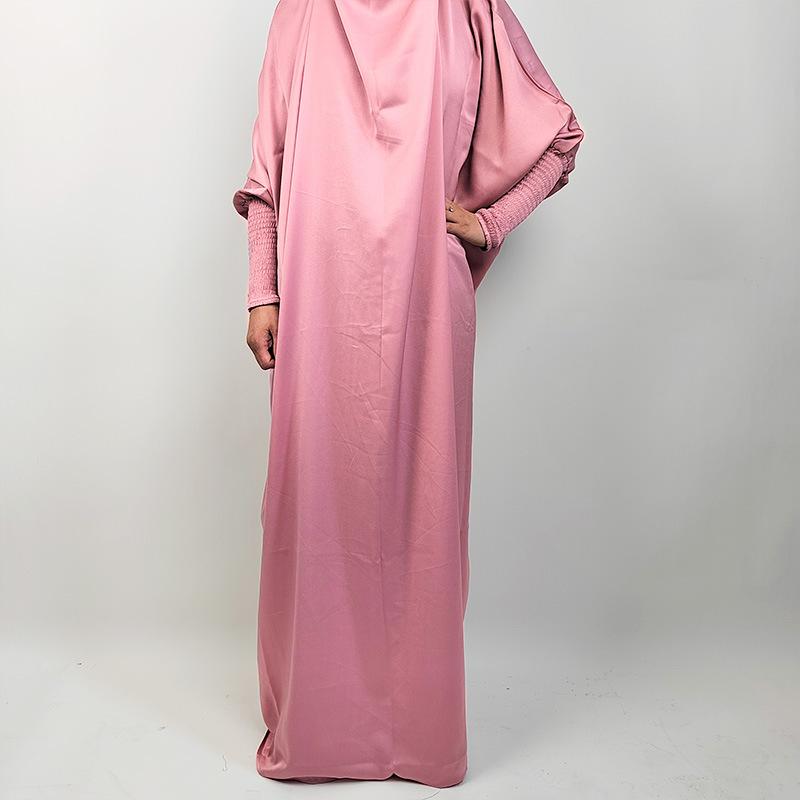 Product Introduction of High quality new selling Muslim large size women's dress solid color tight sleeve gown skirt dress. abaya 8