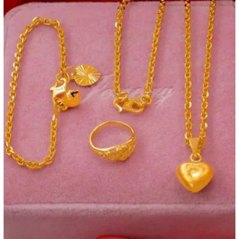 perhiyasan dewasa lapis E.m.a.s kadar 17.7  Emas kalung gelang liontin Cincin