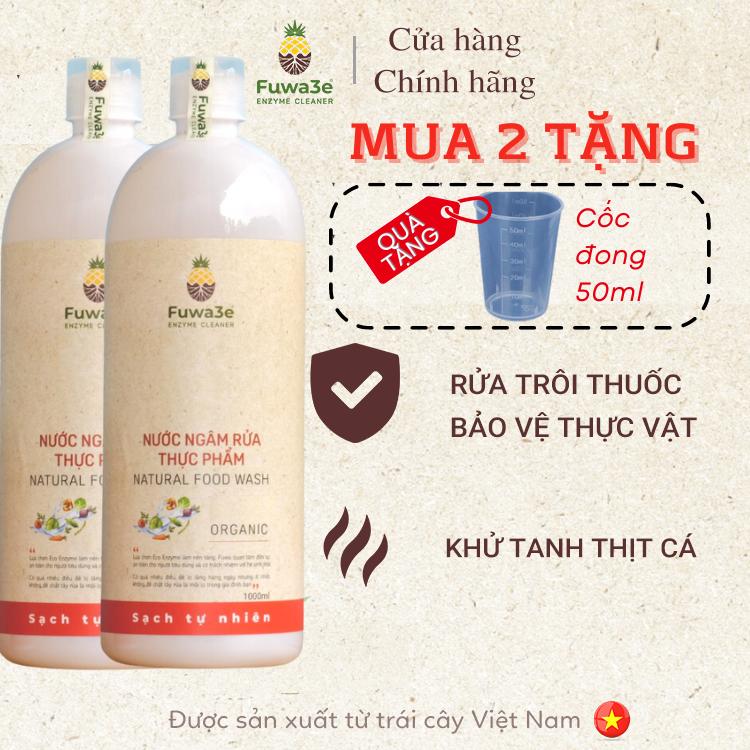    Tặng cốc đong ml   - Fuwa3e - Combo 2 chai nước ngâm rửa thực phẩm Fuwa3e 1L 