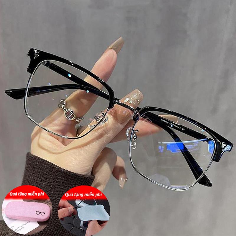 【Giao hàng từ Việt Nam Bao gồm hộp đựng kính và khăn lau Kính gọng nửa thời trang phong cách Hàn Quốc kính thuốc độ truyền sáng từ 0° đến 400° chất lượng cao hoàn toàn mới phụ kiện thời trang mới 2024 kính thời trang có 3 màu.