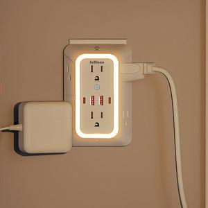 USB壁充電器、過電圧保護機能付き、6ポート延長タップ（USB充電ポート4個搭載）、3面電源タップ、家庭・旅行・オフィス向け、コンセント対応