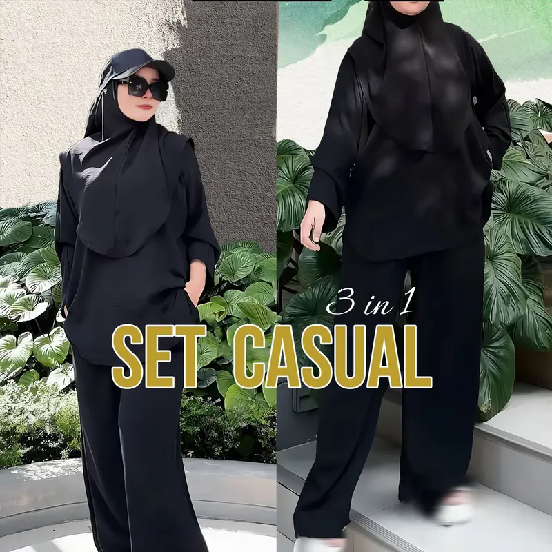 Rubaba Cey Fabric | Casual Set 3 in 1 (Blouse + Pants + Tudung - TikTok ...