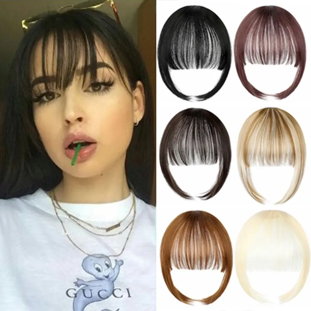 Dashu Hair Accessories Synthetic Wig Blunt Bangs False Hairpiece Fringe Bang Hair Extension Natural Styling Fake Bangs Women