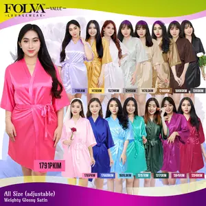 FOLVA Baju Tidur Piyama Wanita Kimono Bridesmaid robe satin all size