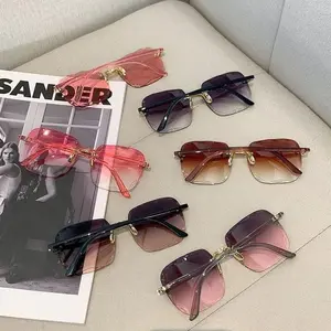 KACAMATA HITAM BIG SIZE SUNGLASSES WANITA FASHION GAYA TANPA BINGKAI