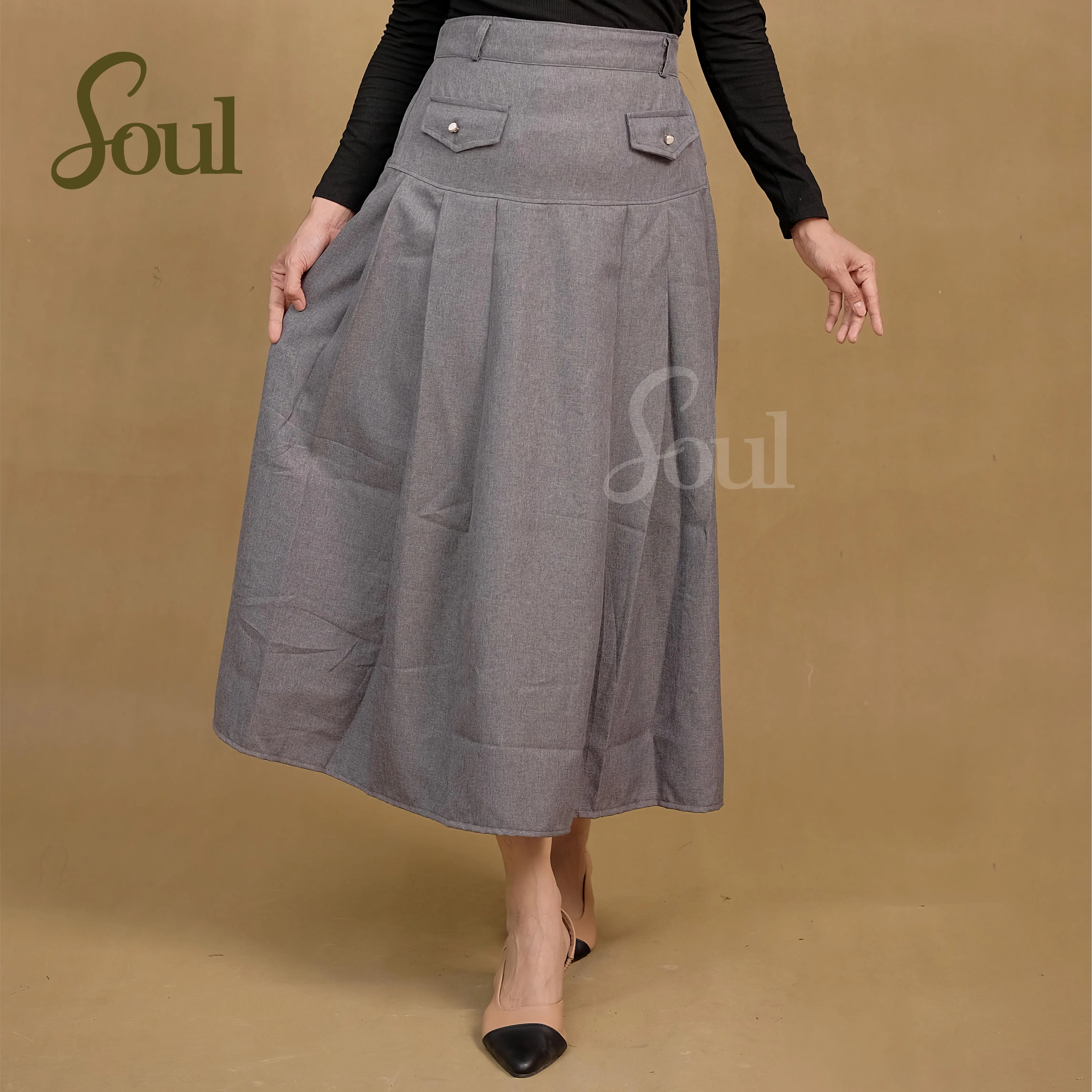 rok wanita semi woll // rok payung korean style // rok rempel plisket // rok premium Panjang