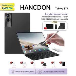 Hancdon Tablet S13 16GB+1024GB 12.8'' IPS Screen 12000mAh Android 15 5G Dual SIM Wifi Layar Besar Bluetooth Tablet PC Tab S13