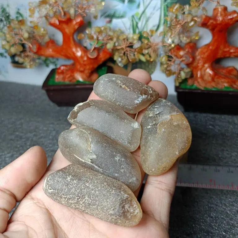Batu Natural Citrine Smoky Tumble Raw / Rough Paket (8)  Asli batu alam