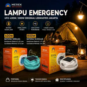 Necosoe Lampu LED Emergency UFO 400W Baterai 7200mAh 800W Baterai 10.000 MAH  Solar Panel Portabel Powerbank Camping Darurat/lampu emergenxy untuk mati listrik/padam listrik