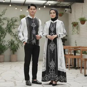 Couple Muslim Pasangan Sarimbit Baju Lebaran 2026 Motif Printing Eksklusif