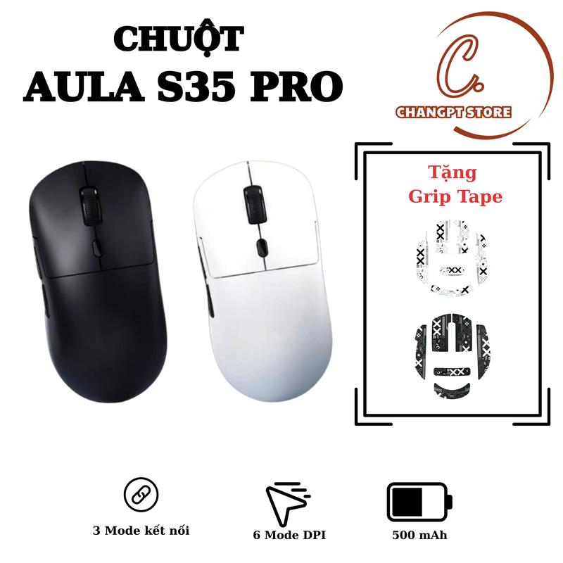  AULA S35 PRO - GAMING MOUSE 3 MODE KẾT NỐI -  PAW 3311 - 6 MỨC DPI - PIN 500 mAh 