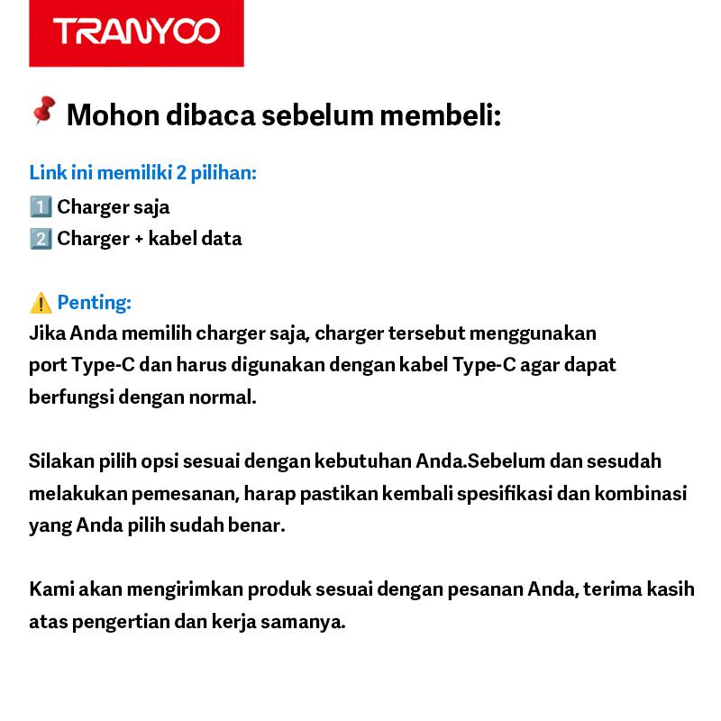 TRANYOO Charger HP GaN 120W Kabel Data Type-C Adaptor untuk Handphones Quick Charger Fast Charging PPS Support Cocok untuk Vivo OPPO Xiaomi HUAWEI realme iPhone Honor POCO Samsung Super Fast Charging Kompatibel Semua Merek Charger Data Cable Set T-EU8C