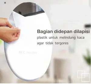 STICKER CERMIN OVAL 3D (STIKER DINDING Kaca Acrylic Sudah Dengan Perekat Wallpaper Mirror Kamar Mandi)