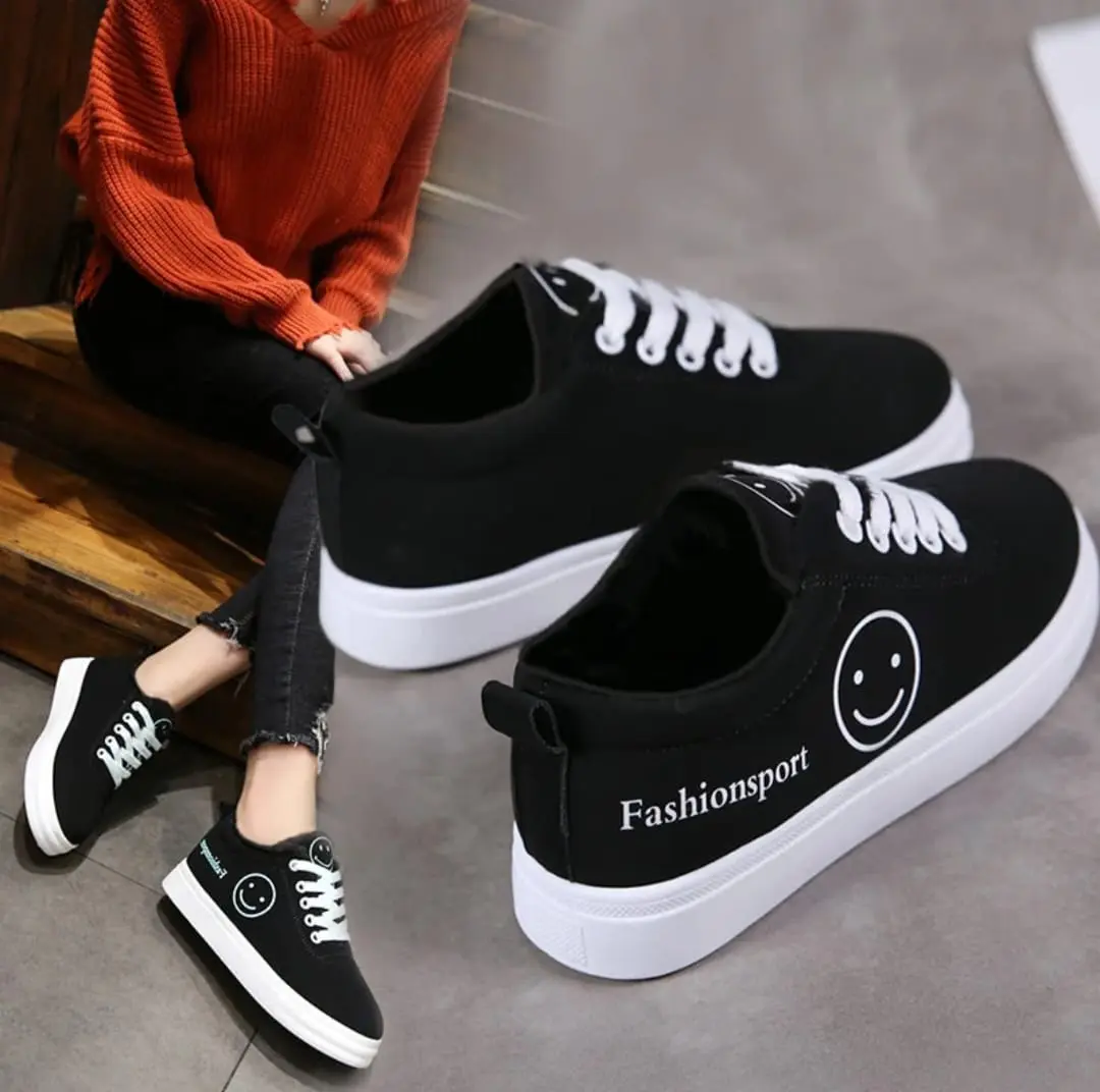 Sepatu Sneakers Anak Dan Dewasa Motif Smile Hitam Putih Murah Lucu Dan Terlaris