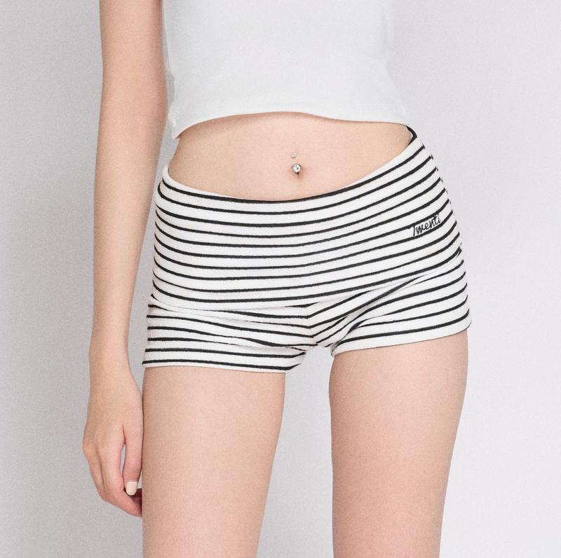 TWENTI Quần Short Thun Sọc Ngang Thêu Logo 0
