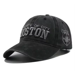 Topi Baseball Bordir Timbul Boston Bahan Katun Wash Fashion Sport Gaya Trendy Unisex Pria Wanita Keren Distro