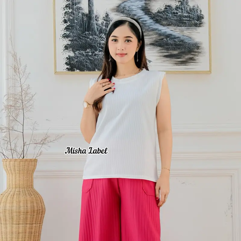 (PREMIUM) Inner Tanpa Lengan Bahan Knit Mango Premium By Misha Label 2
