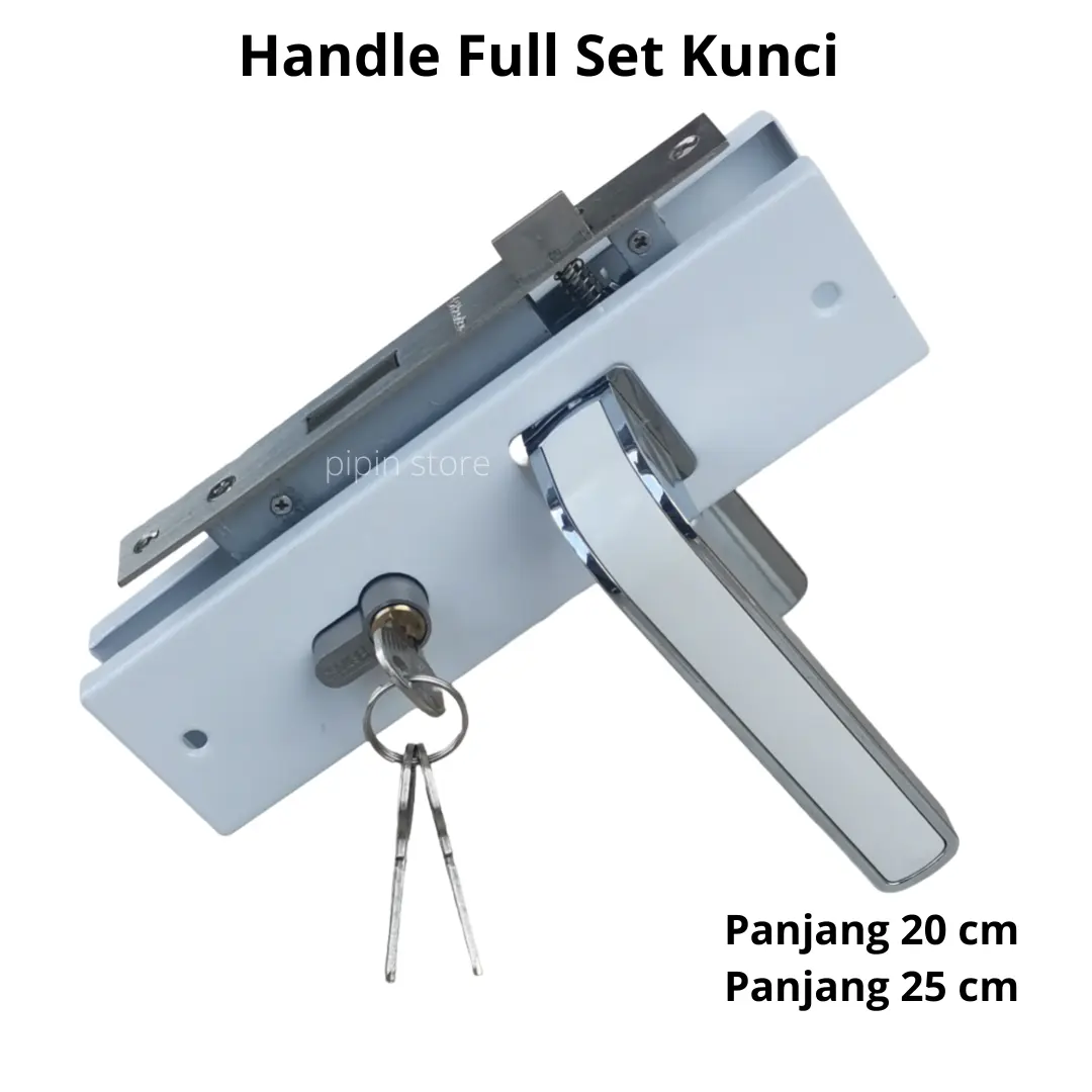 Handle Set Kunci Pintu Ukuran Besar Tanggung 20 cm Kotak Putih Gagang Kunci Pintu Rumah