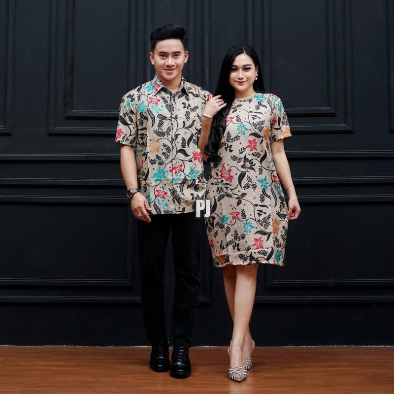 Product Introduction of Baju Batik Couple Lengan Pendek Terbaru Motif Kopri Biru Pasangan Dewasa - Wanita Katun Dress Sarimbit 6