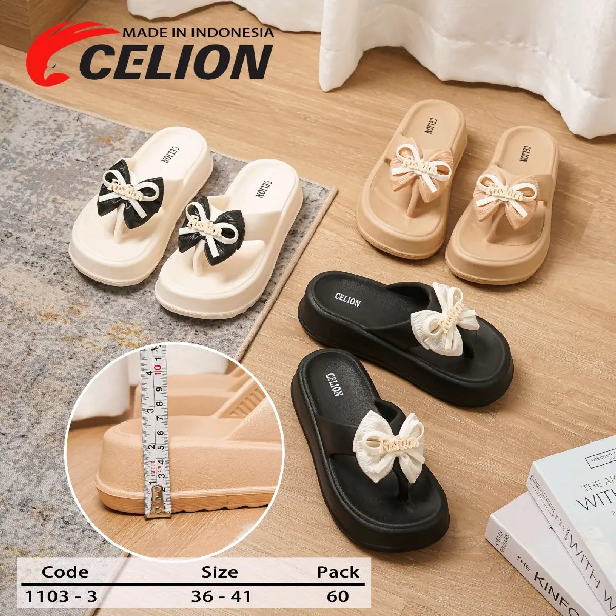 CELION Sendal Wanita CELION Jepit Pita Eva Rubber Ringan Pilih Lokal 1103-3 - Jelly, Karet