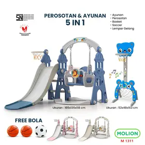 Prosotan Mainan Ayunan Anak SNI 5in1 Seluncuran Perosotan Ring Basket Playground Playgym Aman 001-M1311