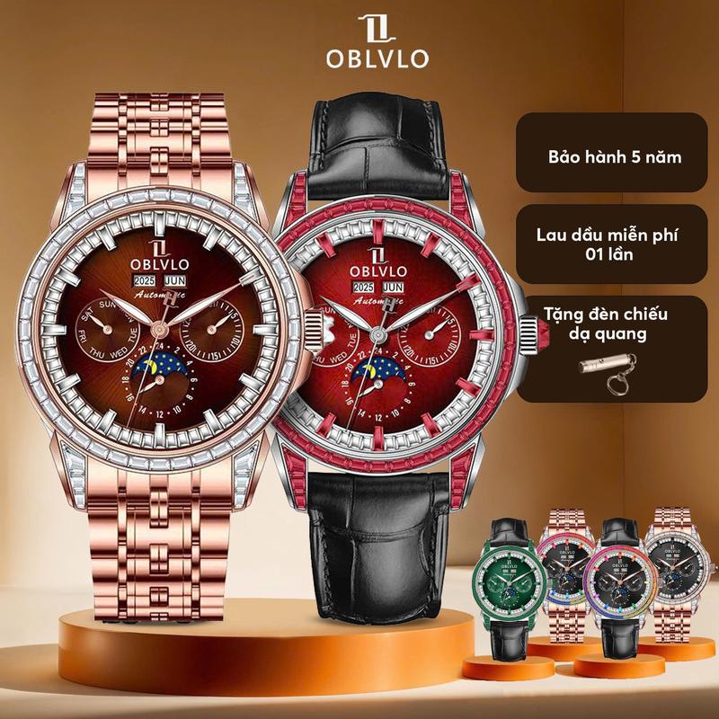 ĐỒNG HỒ OBLVLO GCM-MUT CỦA NAM SIZE 40 ĐÍNH ĐÁ CAO CẤP| TẶNG 1 LẦN LAU DẦU MIỄN PHÍ TẶNG 1 ĐÈN CHIẾU DẠ QUANG