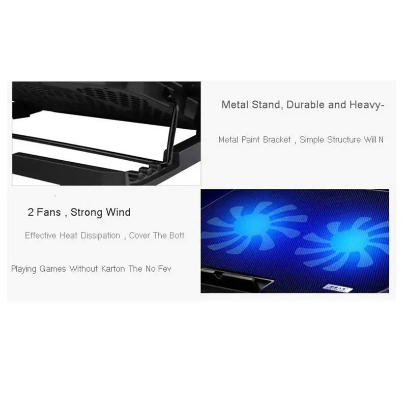 Cooling Pad Laptop Adjustable Stand 2 Kipas 140mm - N99 / Dudukan Kipas Pendingin Laptop Tablet 2