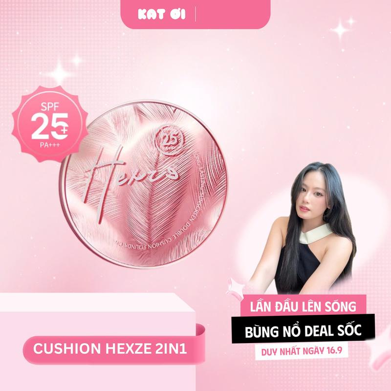 Deal Debut Kat ơi Phấn Nước 2in1 HEXZE Cushion Kèm Phấn Phủ – HEXZE Long Lasting Sunscreen Double Cushion SPF25 PA+++ 13g+6.5g