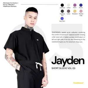 TRUSTWEAR - Jayden Doctor's Scrub / Set Baju Celana Jaga OKA OK Perawat / Dokter Lengan Pendek III