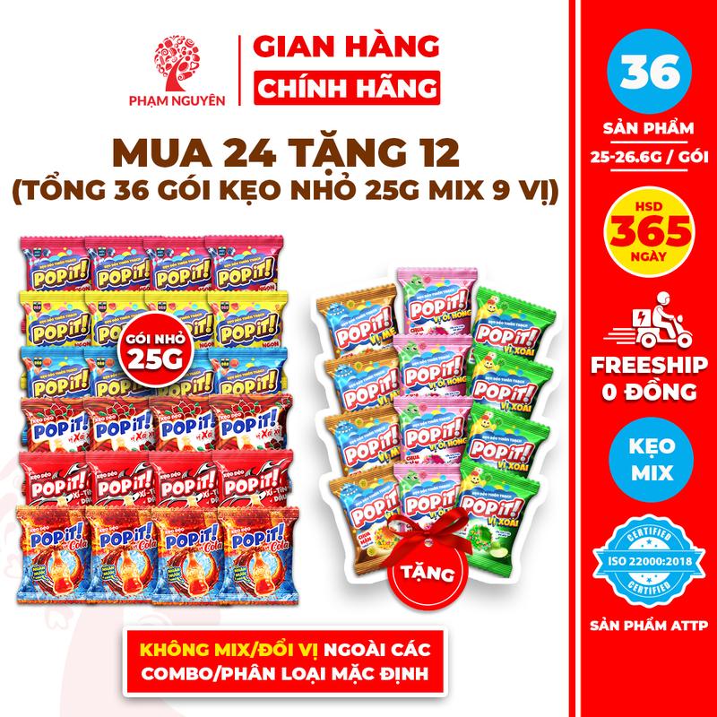 [MUA 24 TẶNG 12] Tổng cộng 36 Gói Nhỏ Kẹo Dẻo Mix 9 vị Popit 25g | Kẹo Dẻo | Đồ ăn vặt | Snack Food | Sour Candy | Kẹo Chua