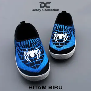 Sepatu Slip On Anak Laki-Laki Motif Spiderman Hitam Biru