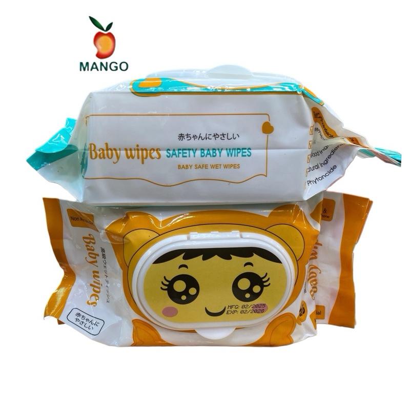 MANGO-THÙNG 10 bịch khăn giấy ướt gấu babywipe không mùi không cồn an toàn cho mọi làn da,khổ giấy to vải bi không dệt mềm mịn date 2028