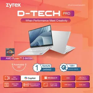 [805 Gadget x Zyrex Official] Zyrex D-Tech Pro V1 Ryzen 5 6600H 16GB 512GB Windows 11 14"FHD IPS