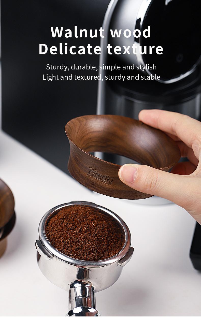 Product Introduction of BINCOO Walnut Magnetic Coffee Powder Catcher Coffee Machine Handle Anti-flying Powder Catcher 51/53/58MM 2