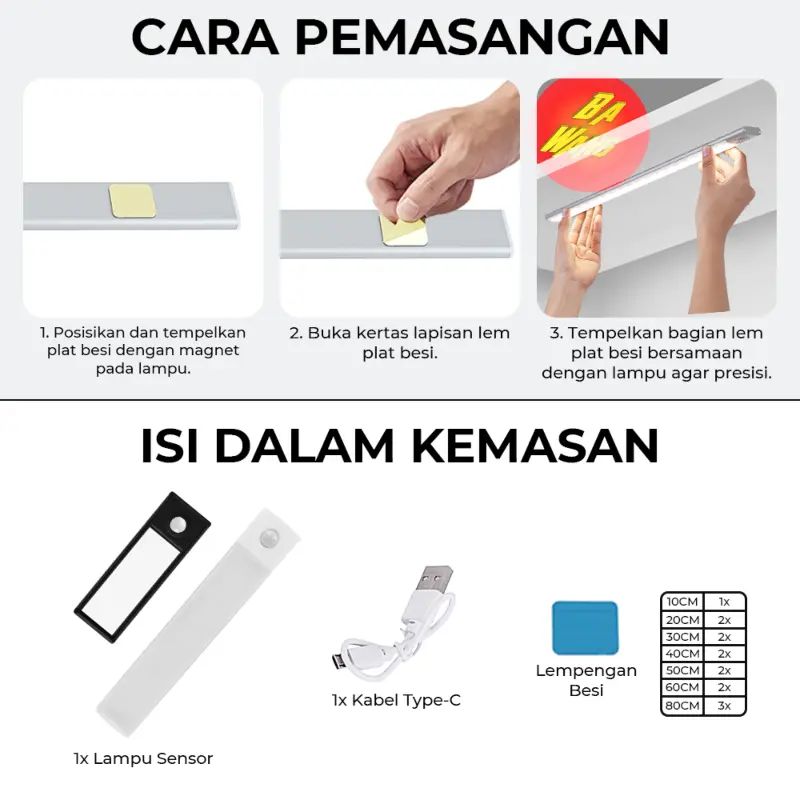 Lampu Malam LED Magnetic Lamp Motion Sensor Lemari Gerak Cabinet 7