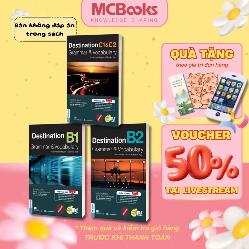 Sách - Trọn Bộ Giáo Trình Destination Grammar & Vocabulary B1, B2, C1&C2 - Ôn luyện tiếng Anh - MCBooks