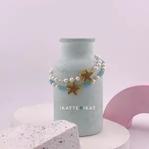 Coral Bracelet - Gelang Tangan Wanita Mutiara Air Tawar Gemstone Crystal Healing Stone Batu Anti Karat Pudar Murah Handmade Buatan Tangan Adjustable