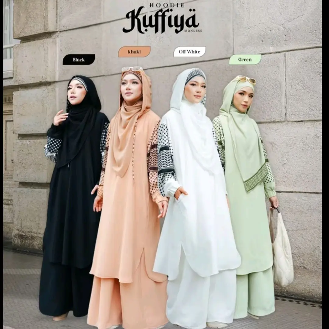 Kuffiya Hoodie Pant Suit Cey Material + Shawl - Loose Cey Fabric Collection (2 Sizes)