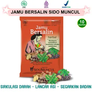 SIDOMUNCUL JAMU BERSALIN 10 SACHET HERBAL SEHABIS NIFAS SETELAH PASCA HABIS MELAHIRKAN LANCAR BOOSTER ASI IBU MENYUSUI Mulai 11 - 40 Hari SIDO MUNCUL