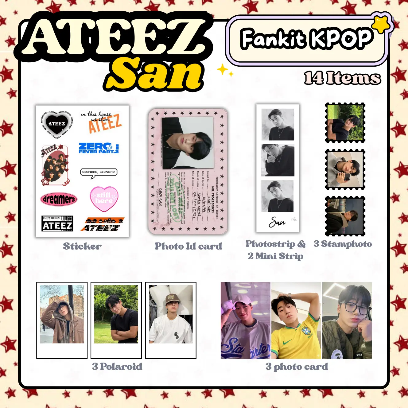 FANKIT ATEEZ 14 Item | GIFT Box Idol Kpop ATEEZ  | Hampers ATEEZ Kpop | FANKIT Murah Premium