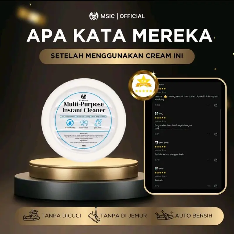 Paket Promo - Krim Pembersih Sepatu Anti Noda Kuning Tanpa Dicuci Tanpa Bilas Langsung Putih Bersih - Gratis Spons Pembersihan dan Sikat - Shoe Pemutih Sepatu Sneaker Cleaner 5
