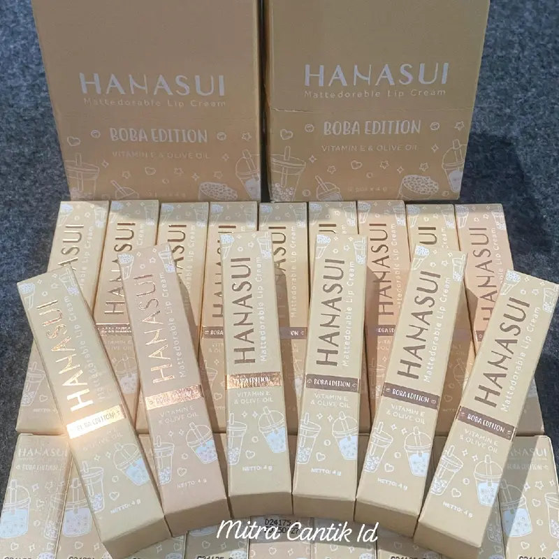 Paket Usaha 1 BOX (12 PCS) LIP CREAM HANASUI MATTEDORABLE LIP CREAM HANASUI BOBA EDITION Lipcream 2