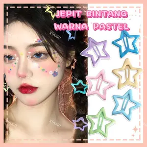 Aster.Jepitan Rambut Anak Bentuk Bintang Warna-Warni Fashion Ikat Rambut Anak Perempuan Bahan Plastik Berkualitas Warna Pastel Cerah Untuk Usia 2-10 Tahun 10 Pcs Campuran Warna