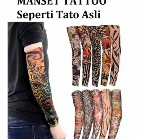 ( 1 PASANG MANSET TATO ) sarung tangan motor manset lengan outdoor 3
