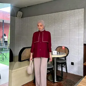 Triana Blouse Formal Crinkle Top Layer New Atasan Wanita Tangan Karet