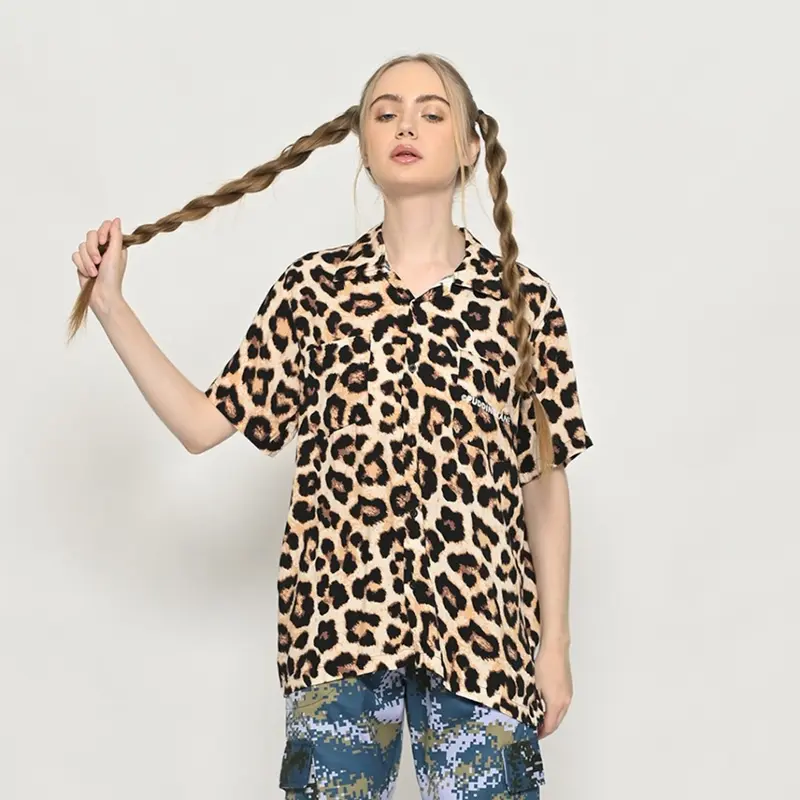 Puddinglane Kemeja Pendek Shirt Leopard Maura 1
