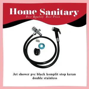 Jet Shower Black + Stop Kran Double Stainless