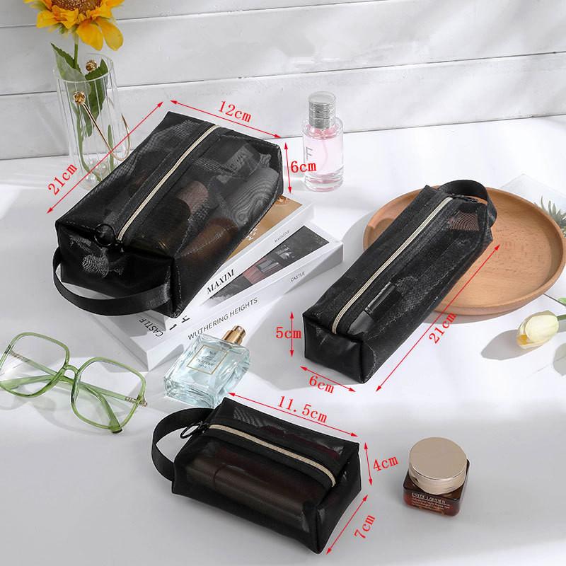 Túi Lưới Đựng Mỹ Phẩm Cầm Tay Thiết Kế Đơn Giản, Thích Hợp Cho Đồ Vệ Sinh Gia Đình, Có Khóa Kéo, Túi Sắp Xếp, Có Thể Đựng Son Môi, Cọ Trang Điểm Và Các Dụng Cụ, Gói Nam Da Bag Nhung Kem 1